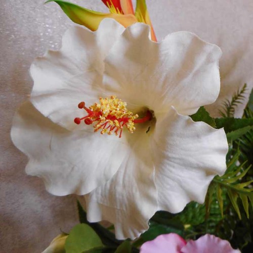 Artificial Hibiscus Spray White 81cm - H150 FF4