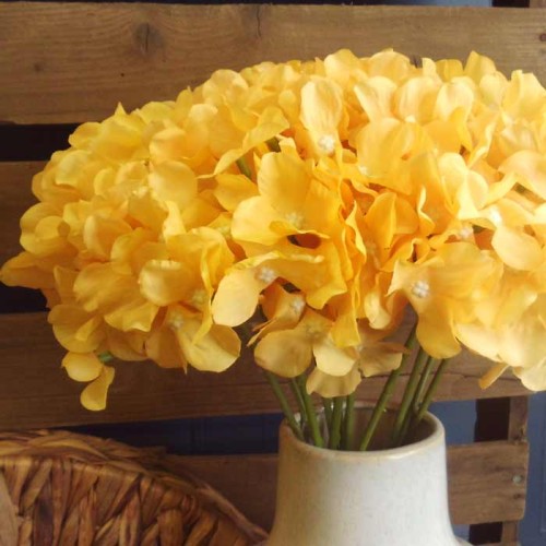 Artificial Hydrangea Golden Yellow 62cm - H139 H4