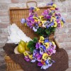 Artificial Pansies Bush Yellow Mauve and Purple Large 53cm - P030 J2