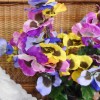 Artificial Pansies Bush Yellow Mauve and Purple Large 53cm - P030 J2