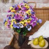 Artificial Pansies Bush Yellow Mauve and Purple Large 53cm - P030 J2