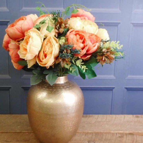 Vintage Peony Bouquet Apricot and Terracotta 48cm - P023 BX22