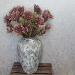 Antique Ruffled Poppy Aubergine 75cm | Faux Dried Flowers - P034 R4
