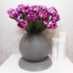 Artificial Bicolour Tulips Bouquet Purple 40cm - T017 Q3