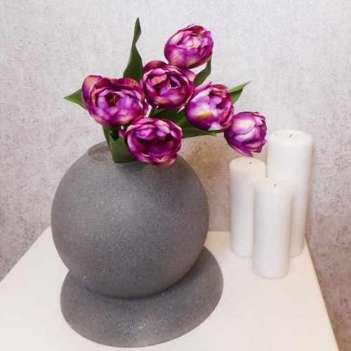 Artificial Bicolour Tulips Bouquet Purple 40cm - T017 Q3