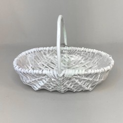 Oval Split Willow Basket White Wash 31cm - BKT027
