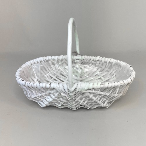 Oval Split Willow Basket White Wash 31cm - BKT027