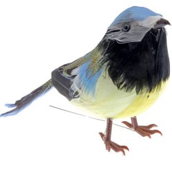 Artificial Birds | Feathered Blue Tit on Wire - BIR017