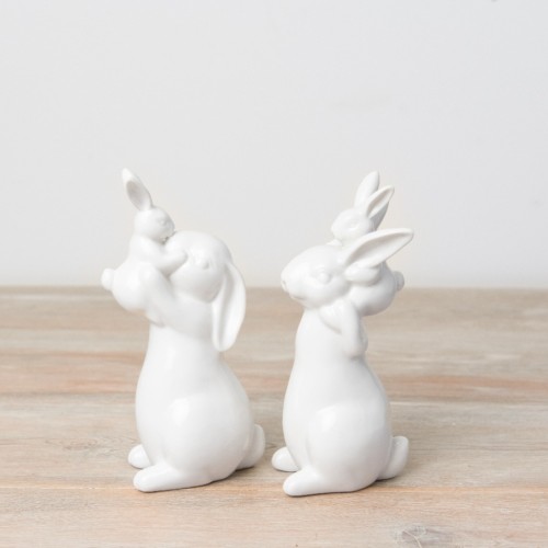 Bunny Ornament Mummy and Baby Kissing 16.5cm - BUN007