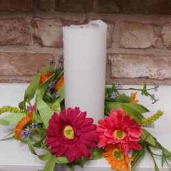 Artificial Flowers Candle Ring Daisies and Gerberas 28cm - G078 H3
