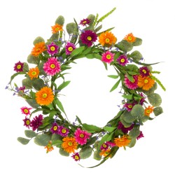 Artificial Flowers Wreath Daisies and Gerberas 55cm - G079 F3
