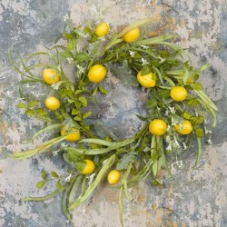 Artificial Lemons Wreath with Blossom 58cm - LEM504 LL4