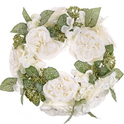 Pearl Wedding Artificial Flowers Wreath Ivory - PEA003 BX17