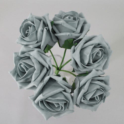 Colourfast Cottage Foam Roses Bundle Grey 6 Pack 24cm - R890 U3