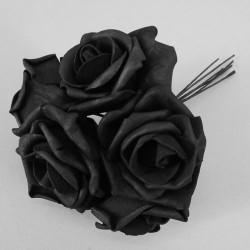 Colourfast Cottage Foam Roses Bundle Black with Black Stems 6 Pack 24cm - R339a U2