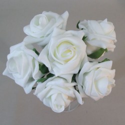 Colourfast Foam Roses  Large Ivory 6 Pack 25cm - R333 L1