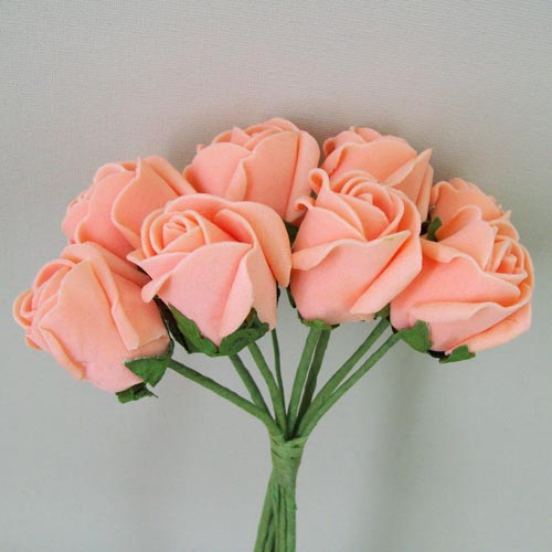 Foam Rose Buds Apricot 8 pack 20cm - R359 BX9