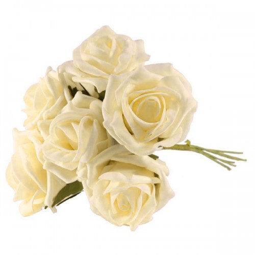 Foam Roses Bundle Cream 6 Pack 24cm - R082 EE2