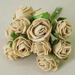 Tiny Foam Roses Bunch Colourfast Coffee 11cm - R372 BX23