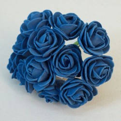 Mini Princess Foam Roses Bunch Blue 12 pack 10cm - R718 S3