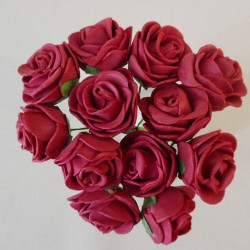 Mini Princess Foam Roses Bunch Burgundy x 12 10cm - R611 U3