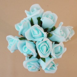 Colourfast Foam Rose Buds Light Blue 12 pack 20cm - R361 BX4