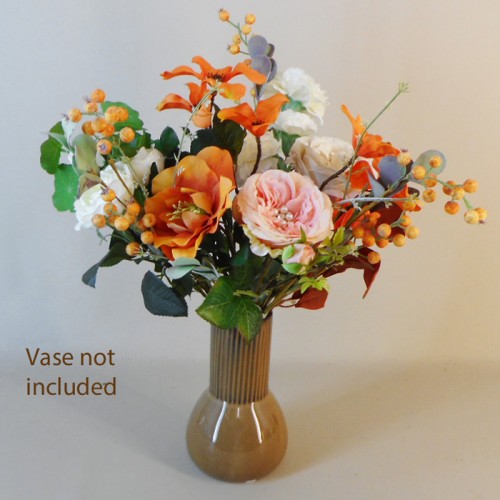 Crystal Gem Cabbage Rose Coral Peach 38cm - R745 JJ2