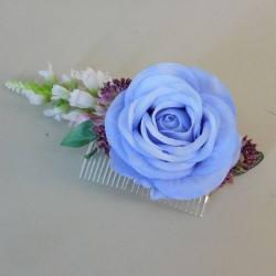 Hyacinth Blue and Mauve Flower Comb - COMB006