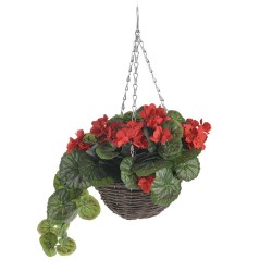 Artificial Geraniums Hanging Basket - HAN031 