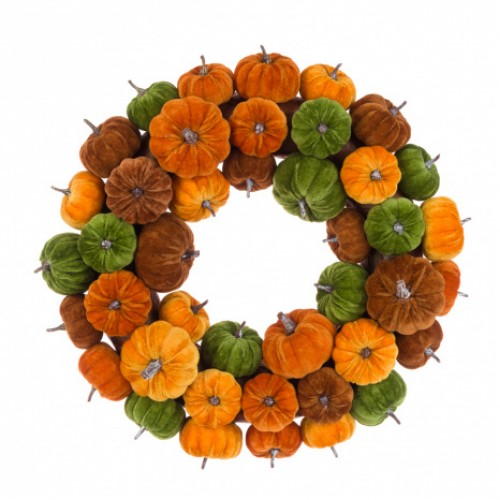 Velvet Pumpkins Wreath 46cm - PUM016