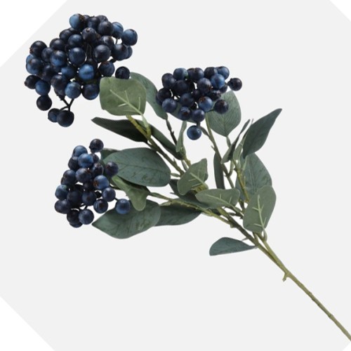 Faux Wild Berries Branch Navy Blue 65cm - BER026 T1