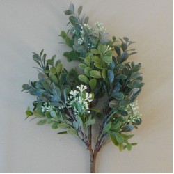Artificial Boxwood Plants with White Buds 39cm  - BOX005 P1