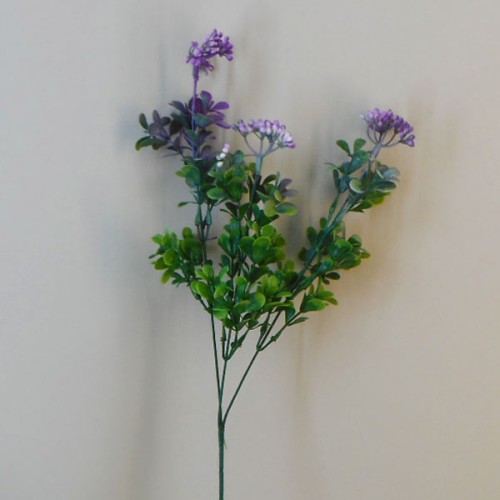 Artificial Boxwood Stem with Purple Buds 56cm - BOX023 DD2 Artificial Boxwood Stem with Purple Buds 56cm - BOX023 DD2