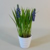 Artificial Muscari Plants in White Pot 21cm - MUS002 3B Artificial Muscari Plants in White Pot 21cm - MUS002 3B