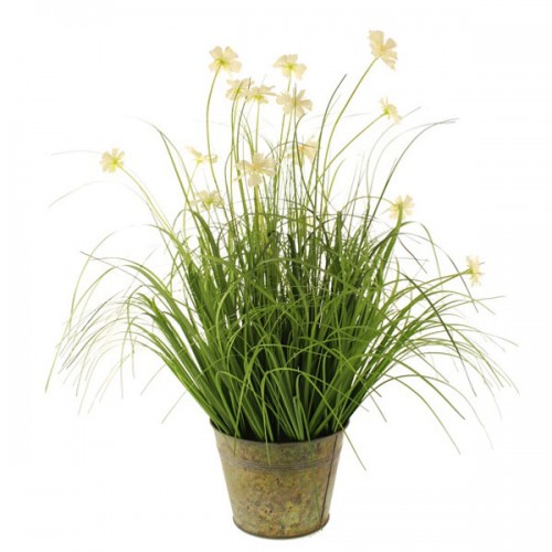 Artificial Plants Potted Grass and Cosmos Cream - GRA026 OFF