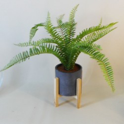 Potted Artificial Boston Fern Plant on Wooden Stand - BOS014 FR