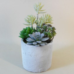 Potted Artificial Succulents in Grey Pot - SUC039 3B