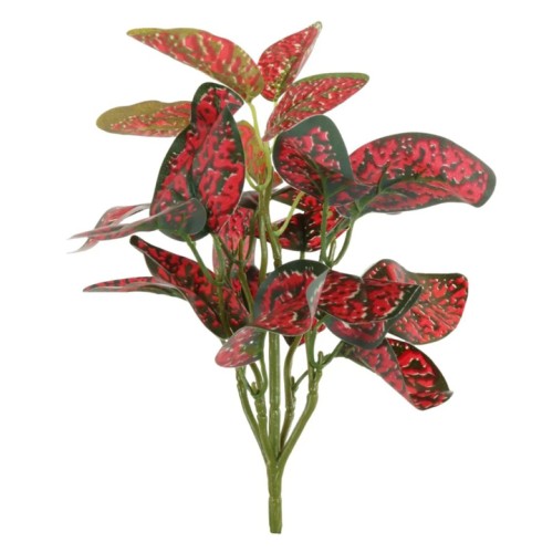 Artificial Spotted Dragon Leaf Plant Red Green 24cm - DRA007 I4 Artificial Spotted Dragon Leaf Plant Red Green 24cm - DRA007 I4