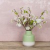 Artificial Flower Arrangement | White Blossom in Green Vase - BLV002 1B