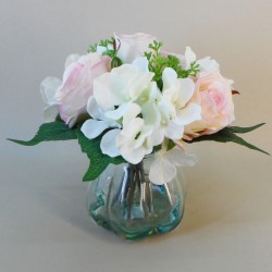 Artificial Flower Arrangement | Roses and Hydrangeas Cream Pink - RHV007 7B