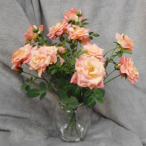 Coral Pink Roses Artificial Flower Arrangement - ROS004 6B