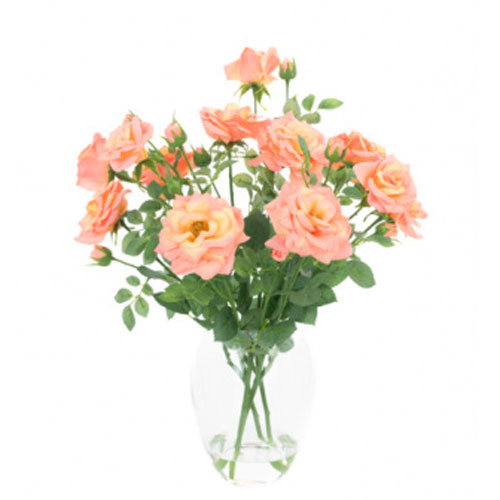 Coral Pink Roses Artificial Flower Arrangement - ROS004 6B