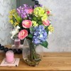 Cottage Garden Flowers in Glass Vase 68cm | Artificial Flower Arrangement - LI1001 5A/6A