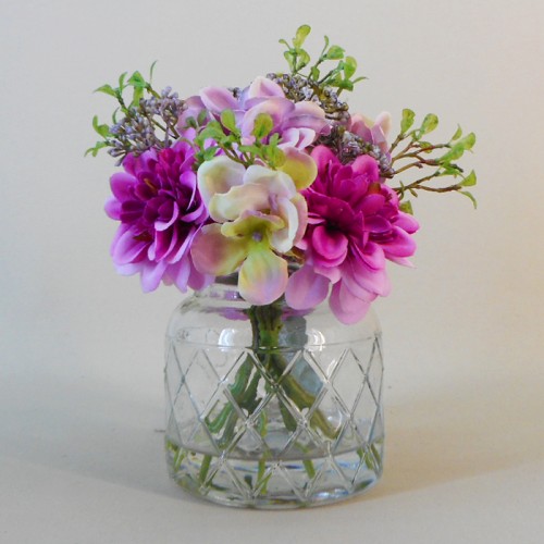 Artificial Flower Arrangement | Dahlias and Hydrangeas Pink - DAH005 3D