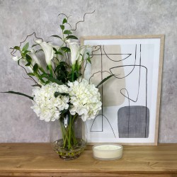 Hydrangeas and Calla Lilies in Glass Vase 84cm | Artificial Flower Arrangement - HY1001 4B