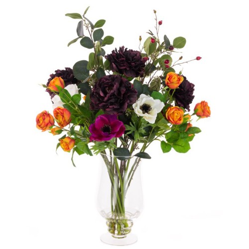 Artificial Flower Arrangement | Peony Rose and Anemones Vase - PEO010 EOF7