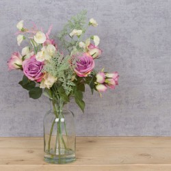 Faux Roses & Astilbe in Bottle Vase - ROS013 6E