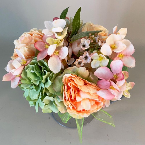 Blossom and Ranunculus in Zinc Jug 28cm | Artificial Flower Arrangements - JUG010 6D