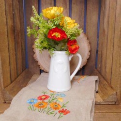Artificial Flower Arrangements | Mixed Poppies in White Jug - POP005 6C
