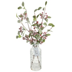 Christmas Flower Arrangements | Red Berries in Glass Vase - 18X081